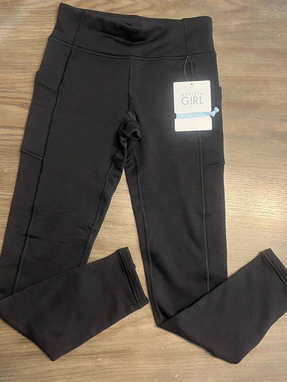 NEW Athleta Girl Altitude Edge Stash Tight (Fleece Lined) in Black